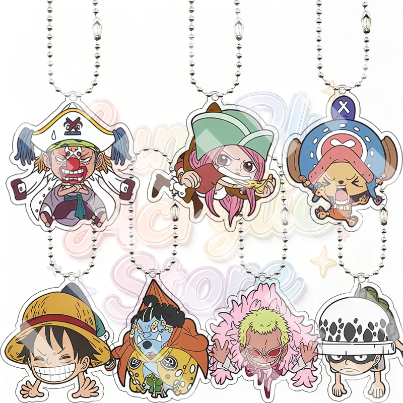 Llavero de acrílico con estampado de doble cara de Anime Tony Tony Chopper, Monkey D. Luffy y Trafalgar Law, colgante de dibujos animados, regalo para fans