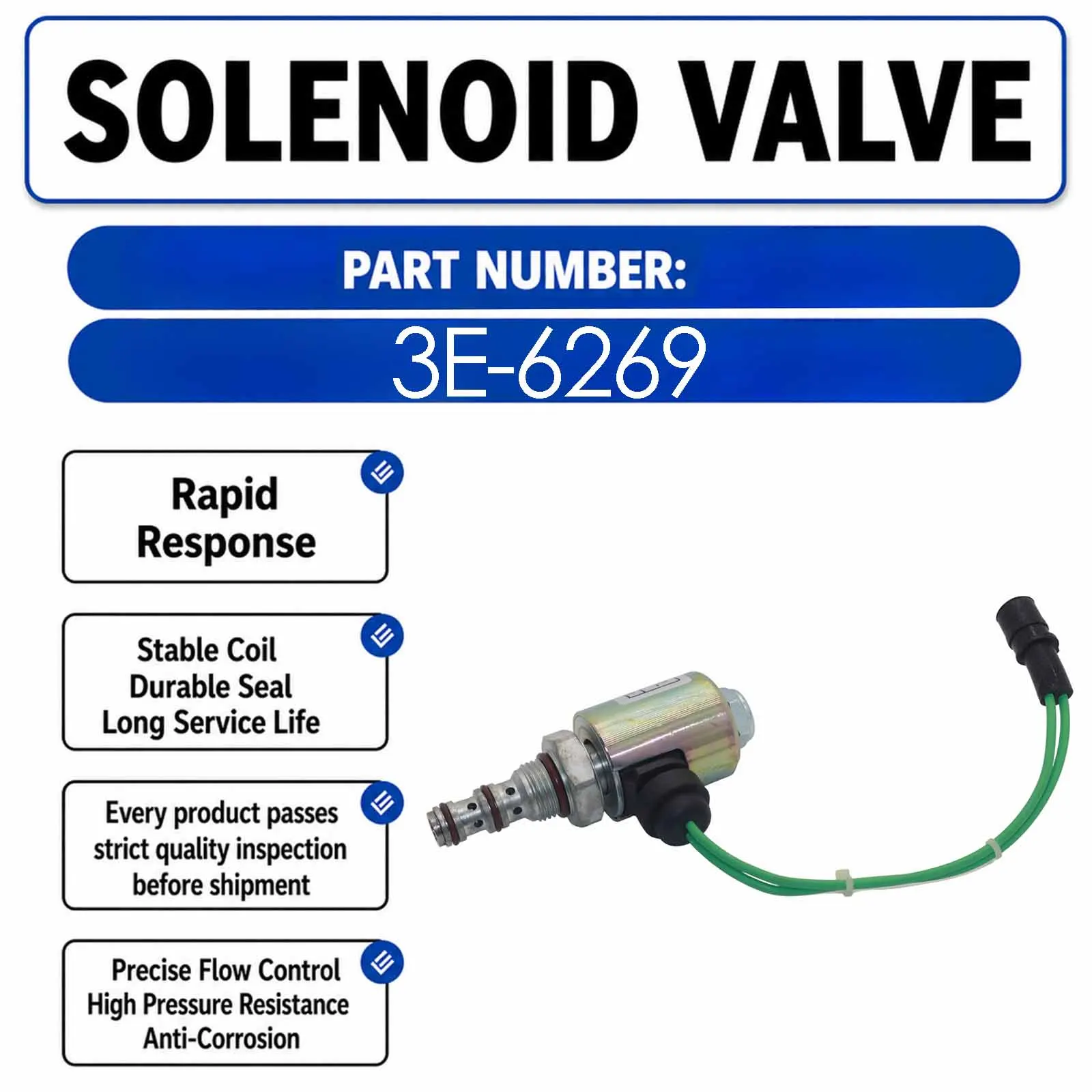 new 24V Solenoid Valve 3E-6269 For Caterpillar CAT 8U 8SU 8A Bulldozer