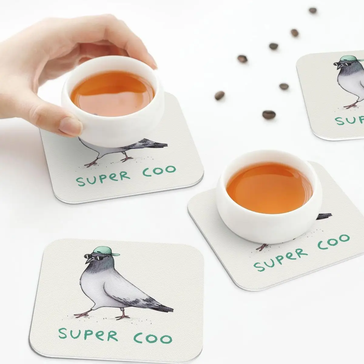 

Подставки Super Coo, кожаные салфетки, нескользящие изоляционные кофейные коврики для дома, кухни, обеденные подушечки, набор из 4 шт.