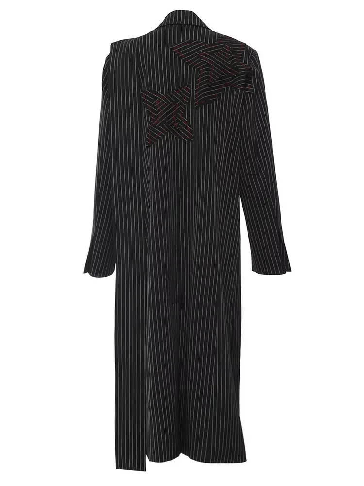YERMORA Women Striped Back Flower Irregular Ribbon Trench Lapel Long Sleeve Fashion Tide Windbreaker Spring Autumn 2025 New A126