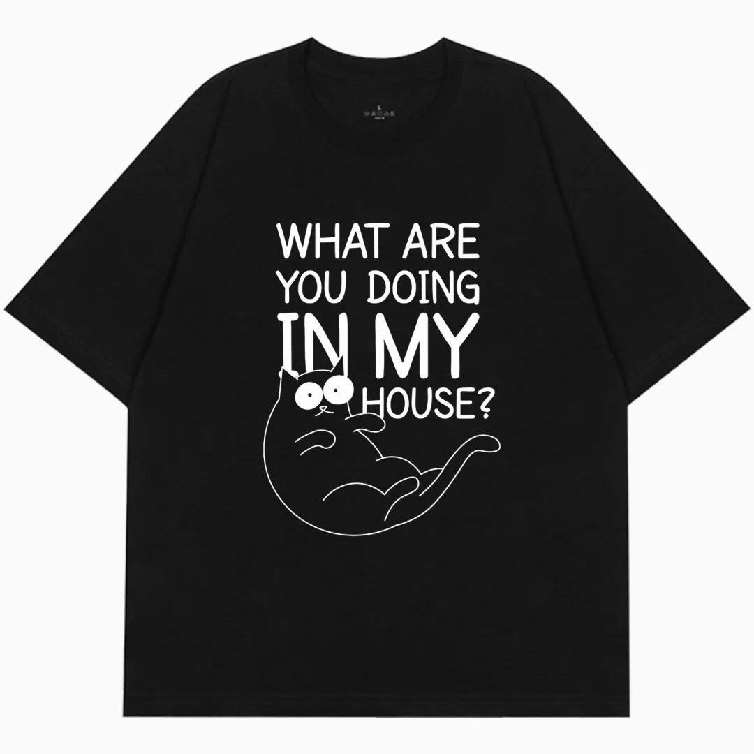 Cat-printed graphic T-shirt Summer Fashion Leisure High-end Versatile Breathable Sports Pure cotton Men's And Women's T-Shirt