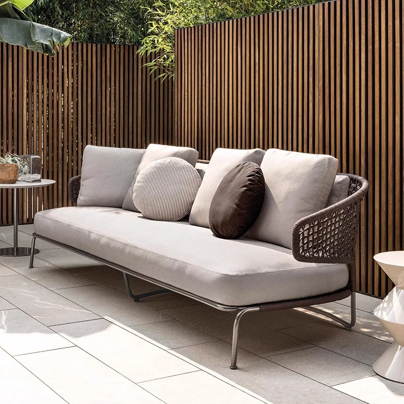 

Nordic outdoor rattan sofa villa garden open-air balcony leisure rattan chair swimming pool braided rope