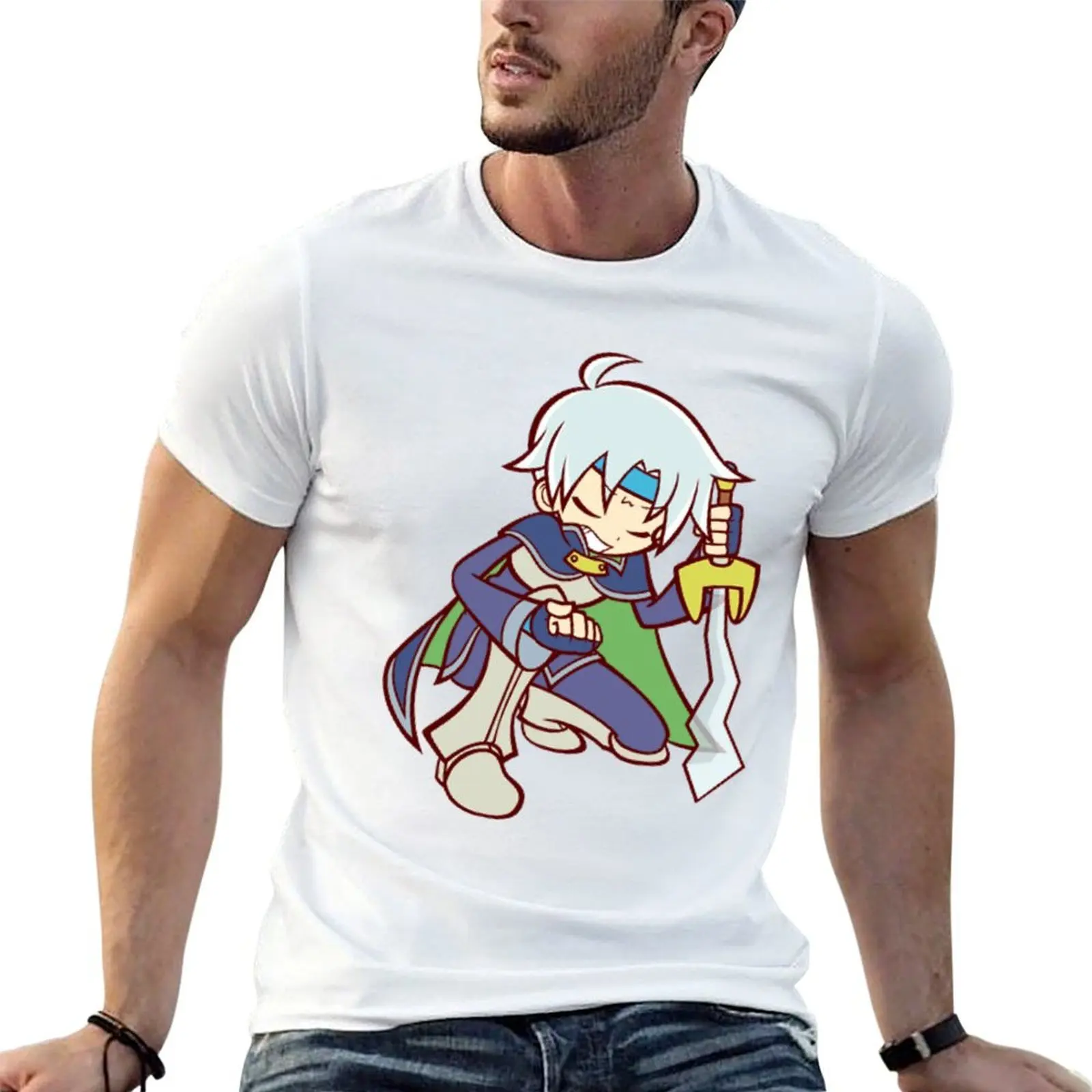Camiseta Puyo Puyo king Ringo Sig Chibi, camisetas divertidas lisas para hombre, camisetas de algodón de anime, camiseta de gran tamaño