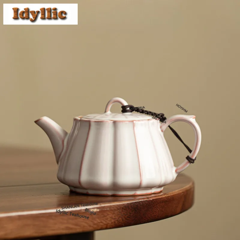 230ml Pink Ru Stone Scoop Teapot Zen Tea Infuser Pot Household Tea Maker Kettle With Strainer Oolong Tea Cha Accessories Gifts