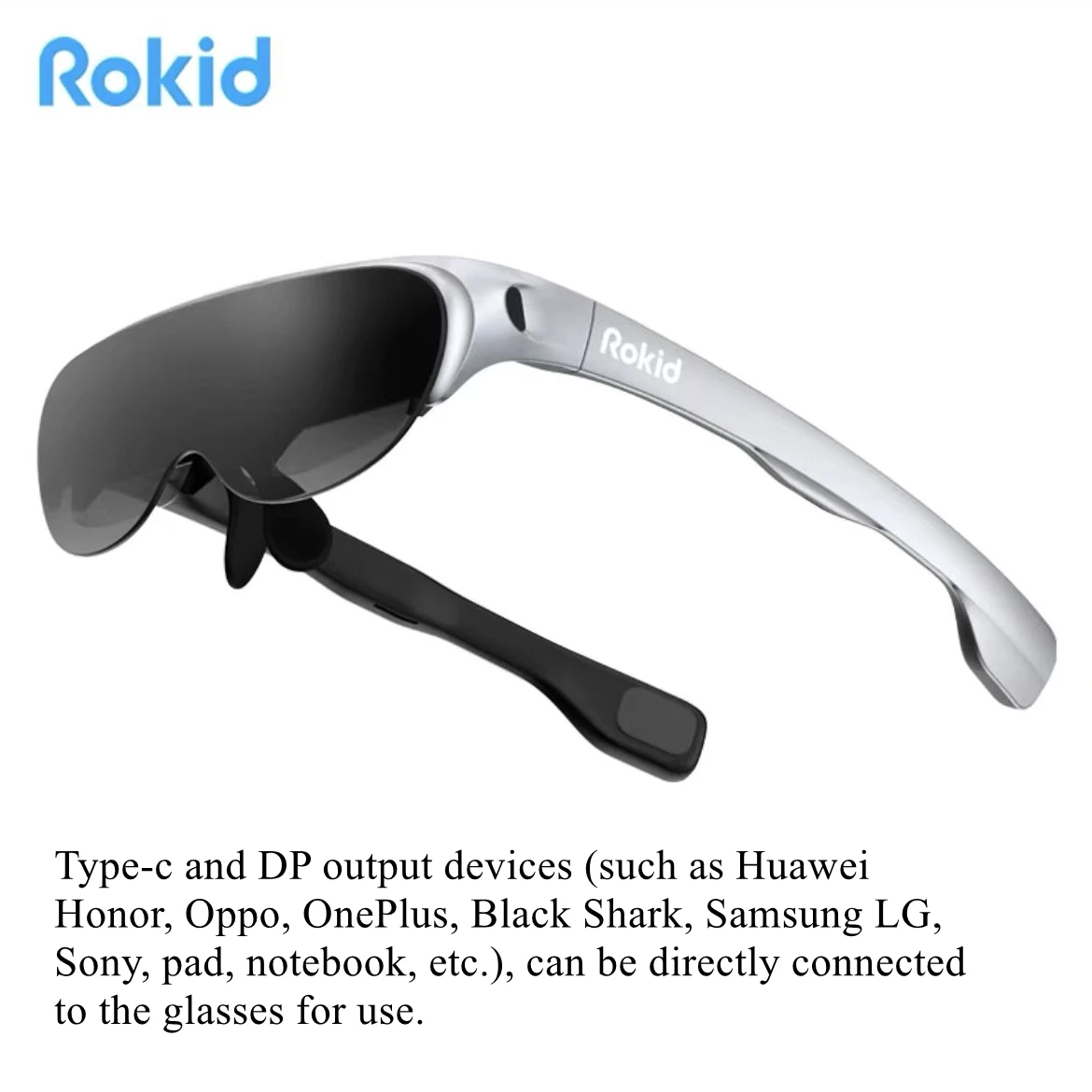 Rokid Air AR Glasses Portable AR Glasses with 120'' Virtual Screen & Voice Control AI Compatible with All Devices