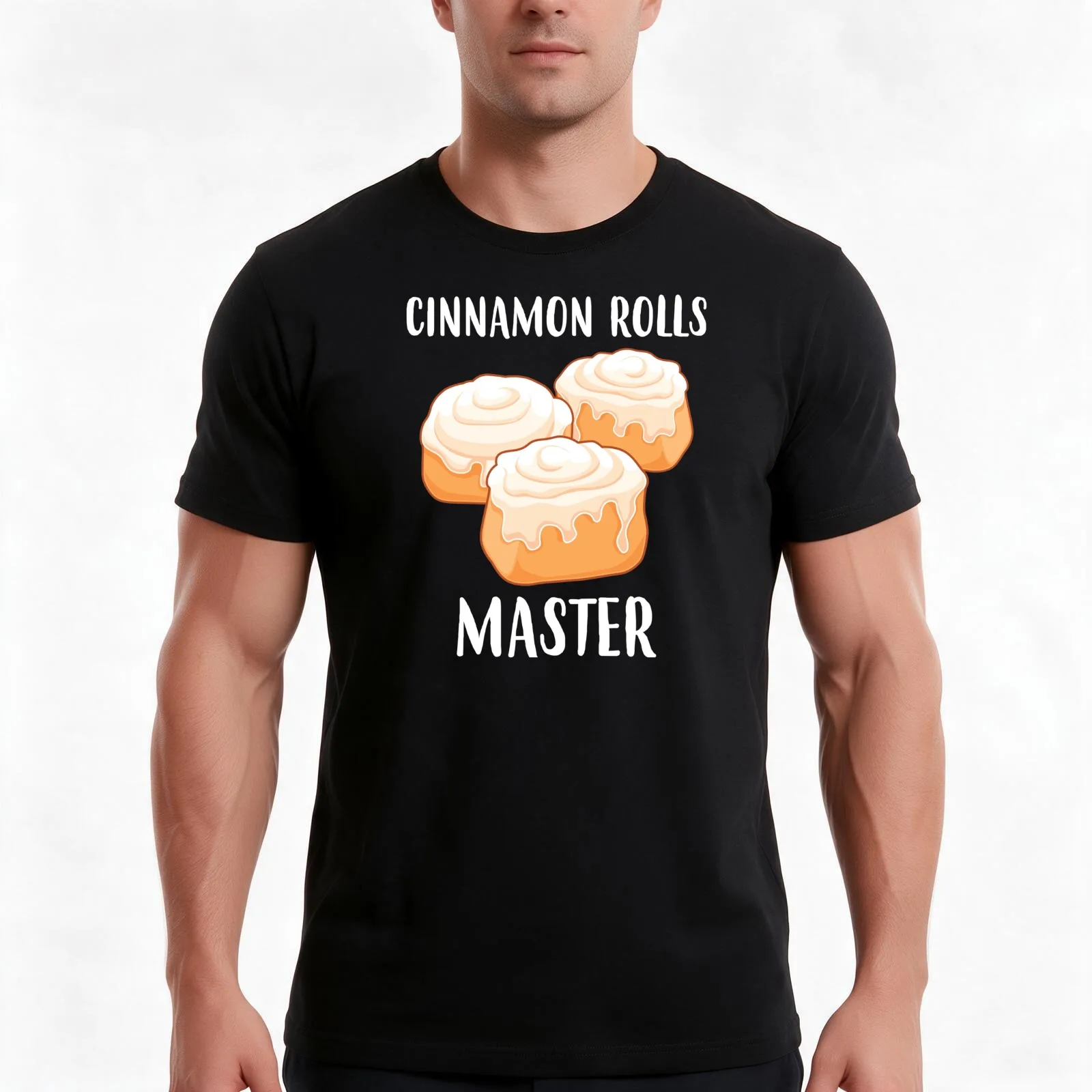 Master Funny Baker Cinnamon Rolls graphic T-Shirt, Summer Casual Cotton Tee, Oversized Streetwear Tops, Vintage Graphic Print