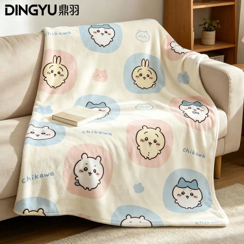 Cartoon Usagi Chiikawa Nap Blanket Cute Hachiware Anime Summer Thin Flannel Air Conditioning Blanket Student Lunch Break Blanket
