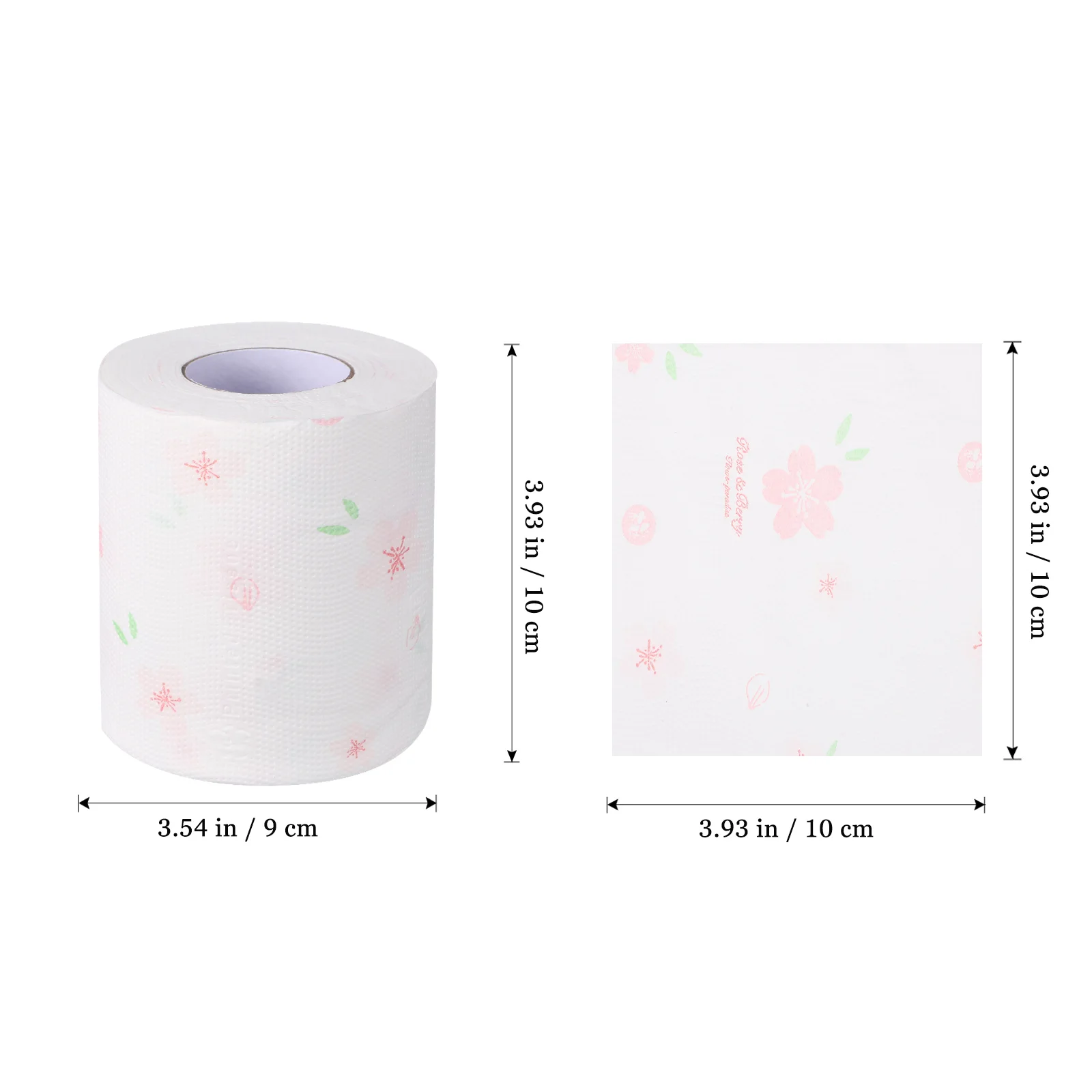 4 rouleaux de papier toilette à motif floral, serviettes en papier à fleurs, serviette de bain imprimée pour les mouchoirs chauds, rose