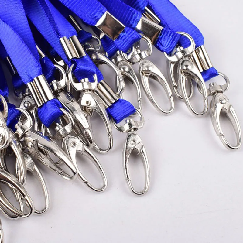 100pcs Blue ID Badge Card Holder Lanyard Business Card Holder Organizer Portable Ropes School Office Lanyards Neck Strap