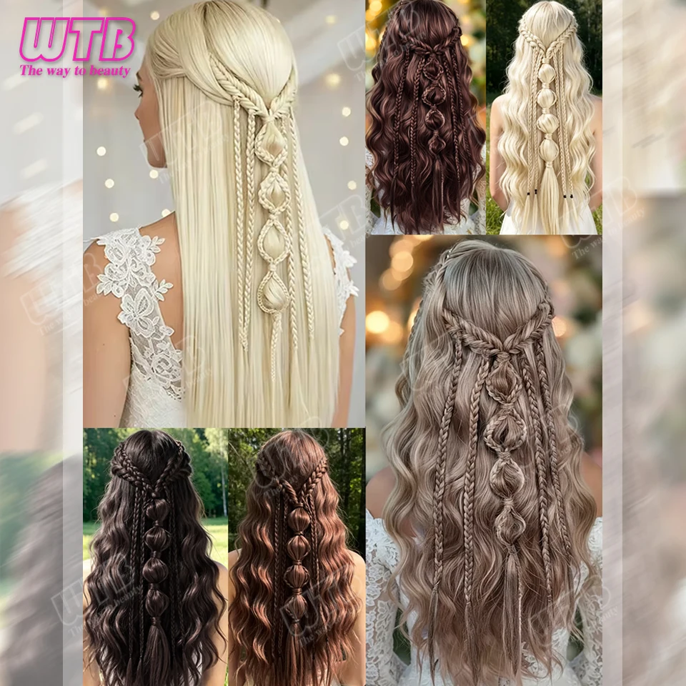 

WTB Synthetic Wig with BB Clip Elf Style Braided Hair Extensions Suitable for Women for Daily Wear Holiday Wedding and Events
