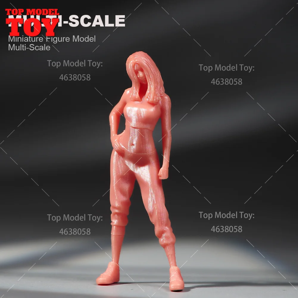 Painted Miniatures 1/64 1/43 1/87 배꼽을 노출하는 멋진 소녀 여성 장면 그림 인형 자동차 차량 장난감 용 도색되지 않은 모델