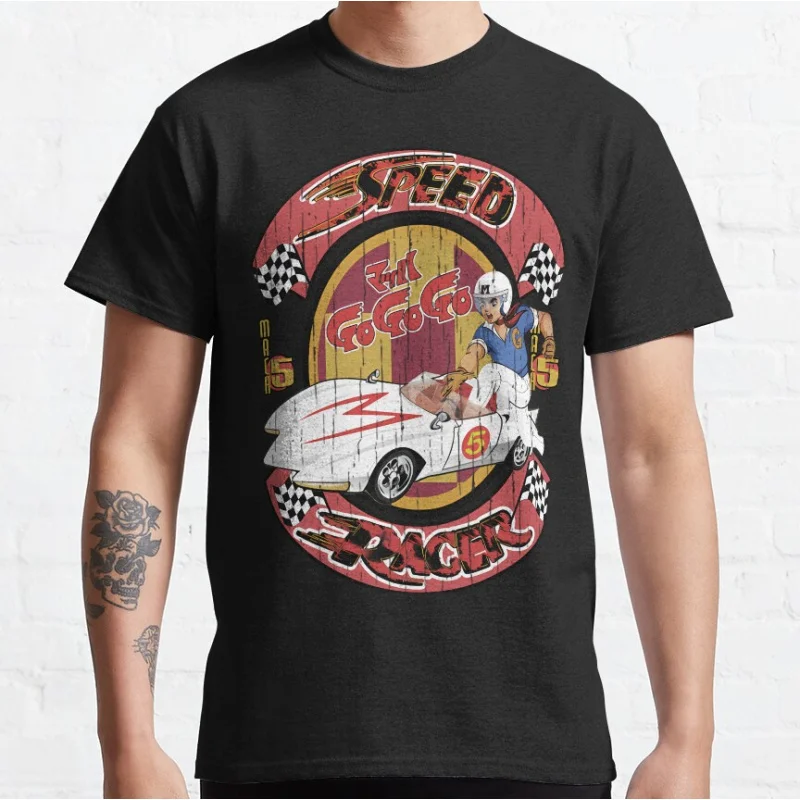 

Mach 5 Car Top Retro Distressed Speed Racer Manga Mach Go Vintage Anime Gift t shirt Large size Tops Graphic Print Y2K Clothes