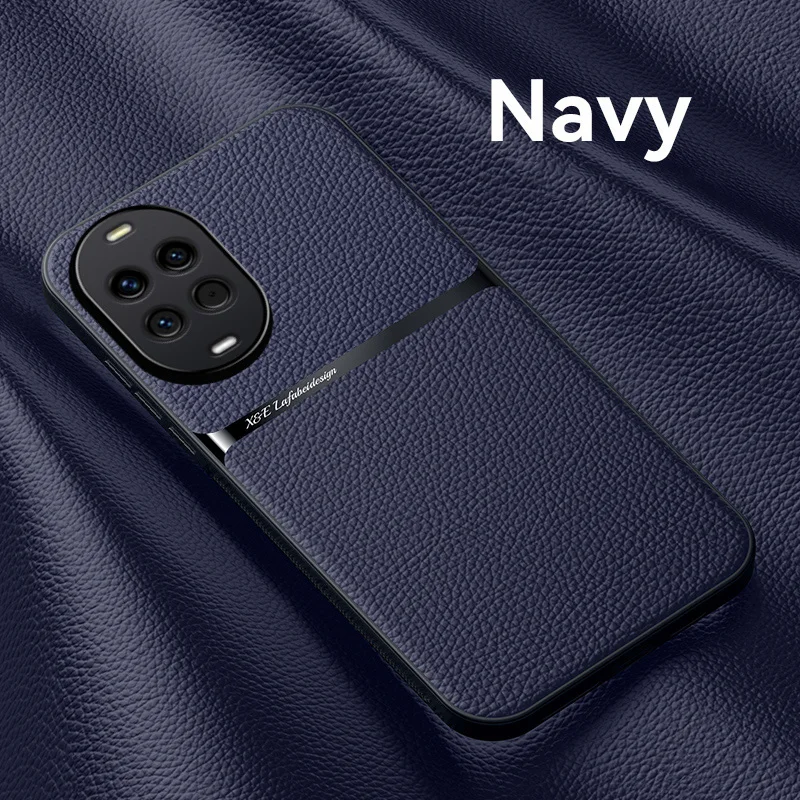 Hautfreundliche Schutzhülle aus Leder mit Litschi-Muster für HUAWEI NOVA 15 14 13 Pro Ultra Auto-Magnetabdeckung