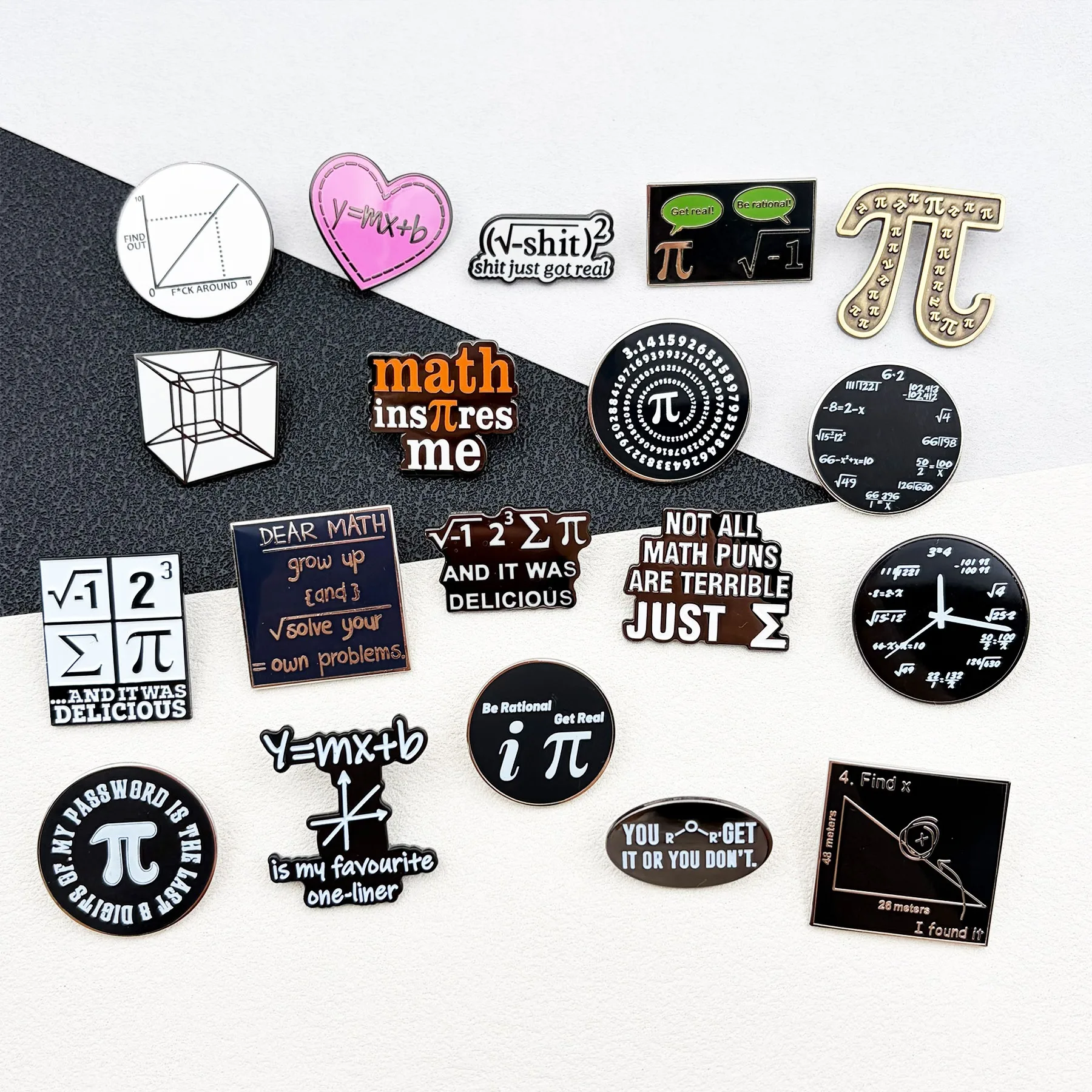 Math Formula Enamel Pin Funny Pi Symbol Mathematics Brooch Geek Lapel Badge Backpack Pin for Math Teacher Student Gift