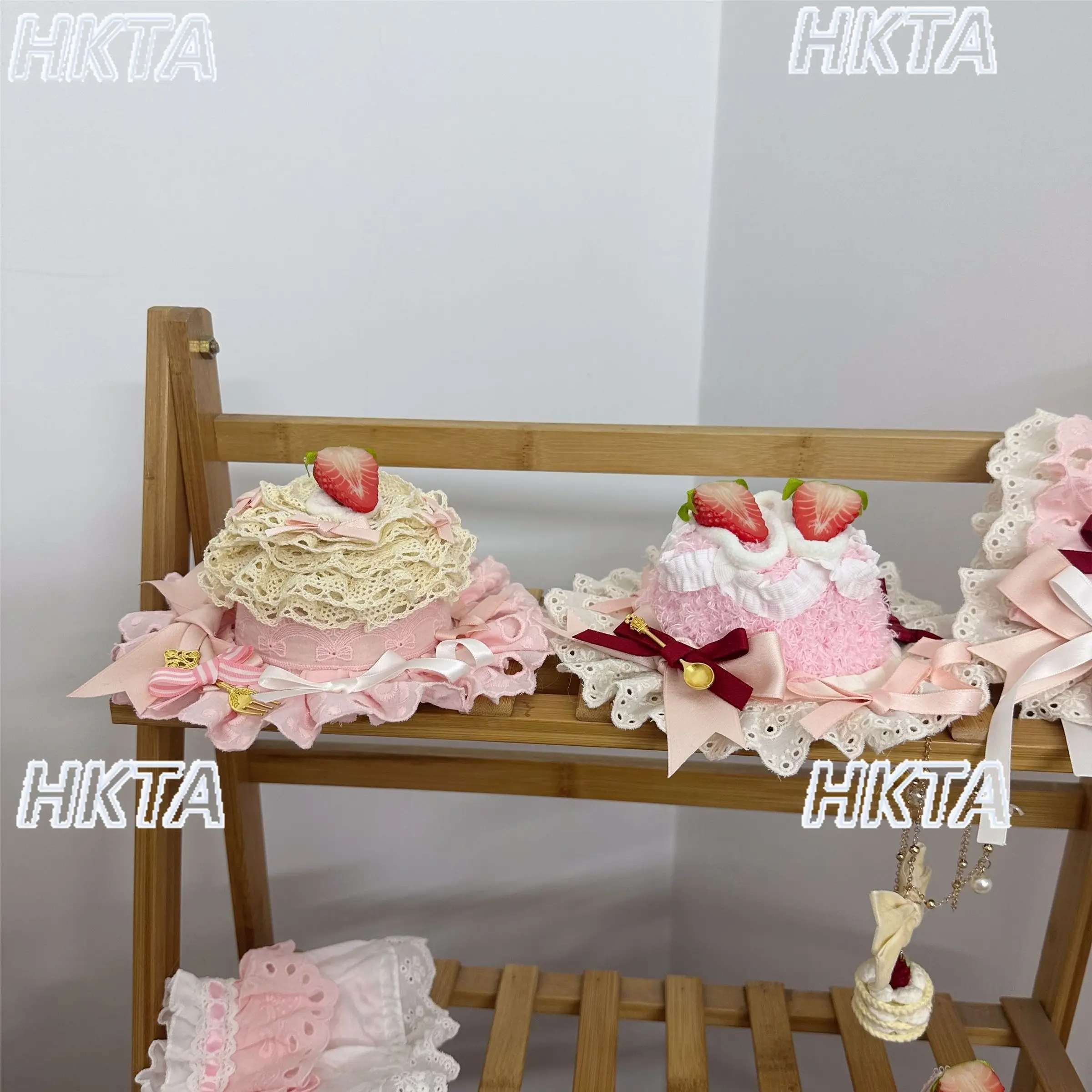 الأصلي اليدوية لوليتا كليب لطيف الفراولة كعكة القبعات كريم لوليتا الحلو نمط اليدوية هيرباند قبعة صغيرة إكسسوارات الشعر