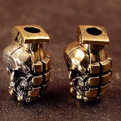 Dual Color Skull Grenade Brass Knife Beads EDC DIY Paracord Woven Bracelets Lanyard Pendants Accessories Outdoor Tool Hangings