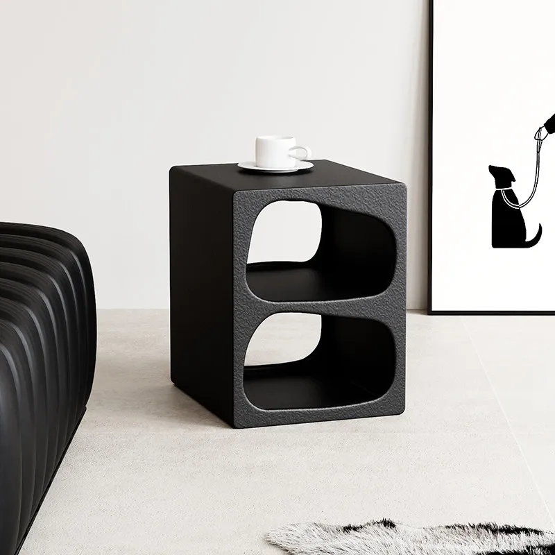 Nordic Ins Accent Table, Minimalist Sofa Side Shelf, Round Edge Nightstand, Unique Decor Storage Unit for Bedroom, Matte Lacquer