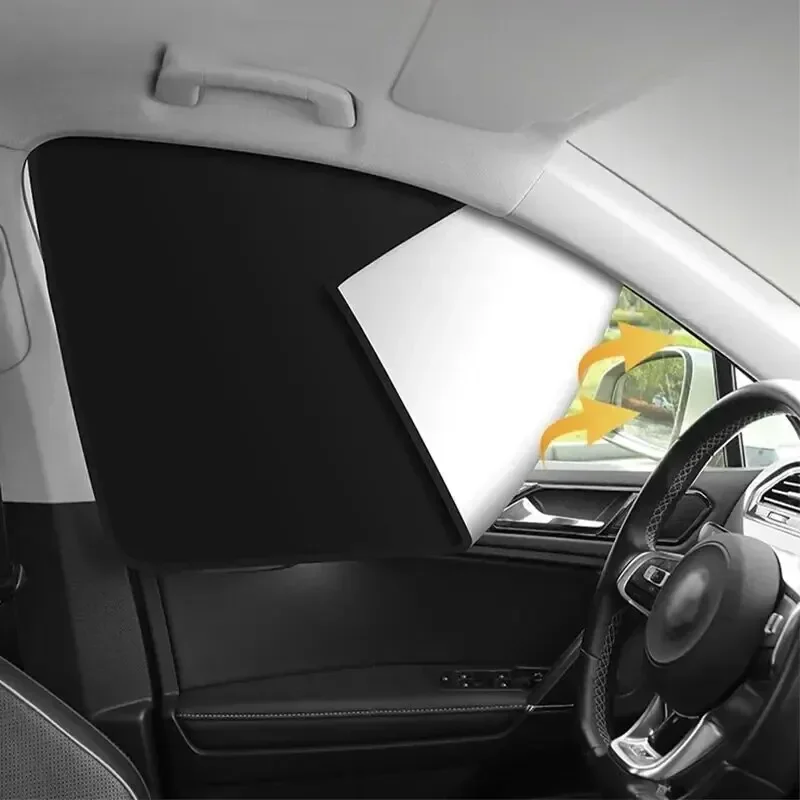 2Pcs Magnetic Car Side Window Sun Shade UV Block Privacy Curtain Anti-Glare Heat Insulation Front Rear Window Auto Accessories