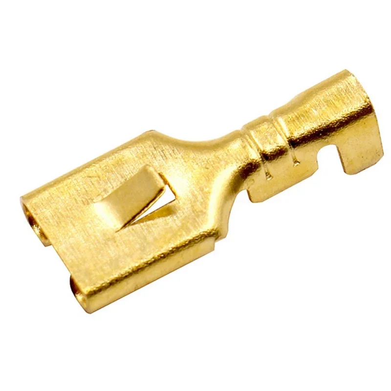 50/100/200/500 Pcs Brass 6.3MM Female Spade Crimp Terminal Brass Wire Connector For Car Relay DJ623-E6.3B H62