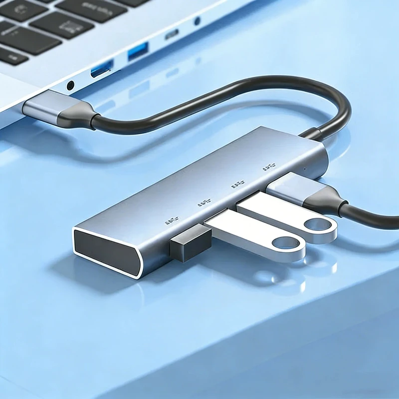 YY+Suitable for Mac Mini M4 M2 4 Port USB 3.0 Hub with HDMI 2.0 4K Aluminum Alloy