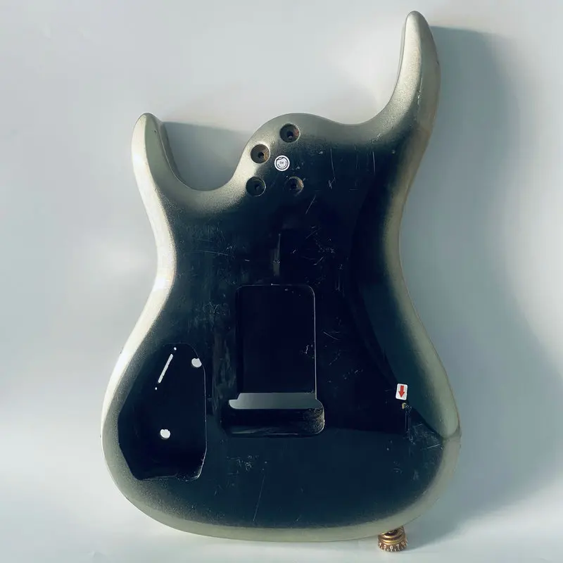 IB791 Silver Color Edge Black 7 String Electric Guitar Body Unfinishing in Solid Basswood HSH Pickups for Replace DIY Damages