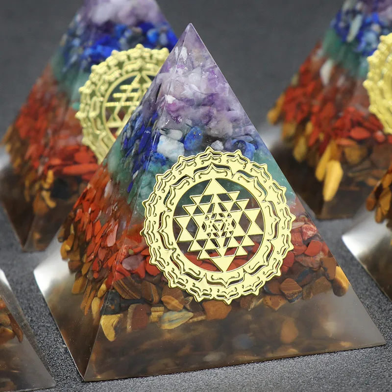 

Orgone Pyramid Natural Chakra Crystal Sri Yantra Orgonite Pyramid Positive Energy Reiki Healing Meditation Balancing Home Decor