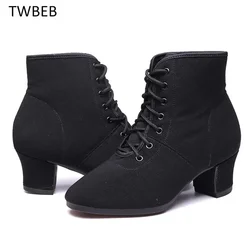 High Top Dance Shoes Women Latin Salsa Jazz Dancing Boots Female High Heels 3cm 5cm Outdoor Adult Woman Ballroom Dance Sneakers