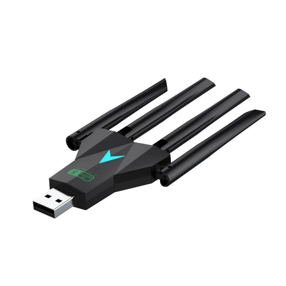4 Antenna Design Dual Band WiFi USB Adapter Dual Band 2.4G/5Ghz USB Interface 1300Mbps WiFi Dongle Driver Free Powerful
