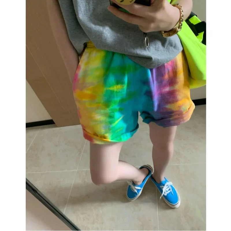 Summer New Tassel Patchwork Loose Hot Shorts Solid Color Zipper Sexy Pockets Pink Hole Trend Shorts Fashion Casual Women Clothes