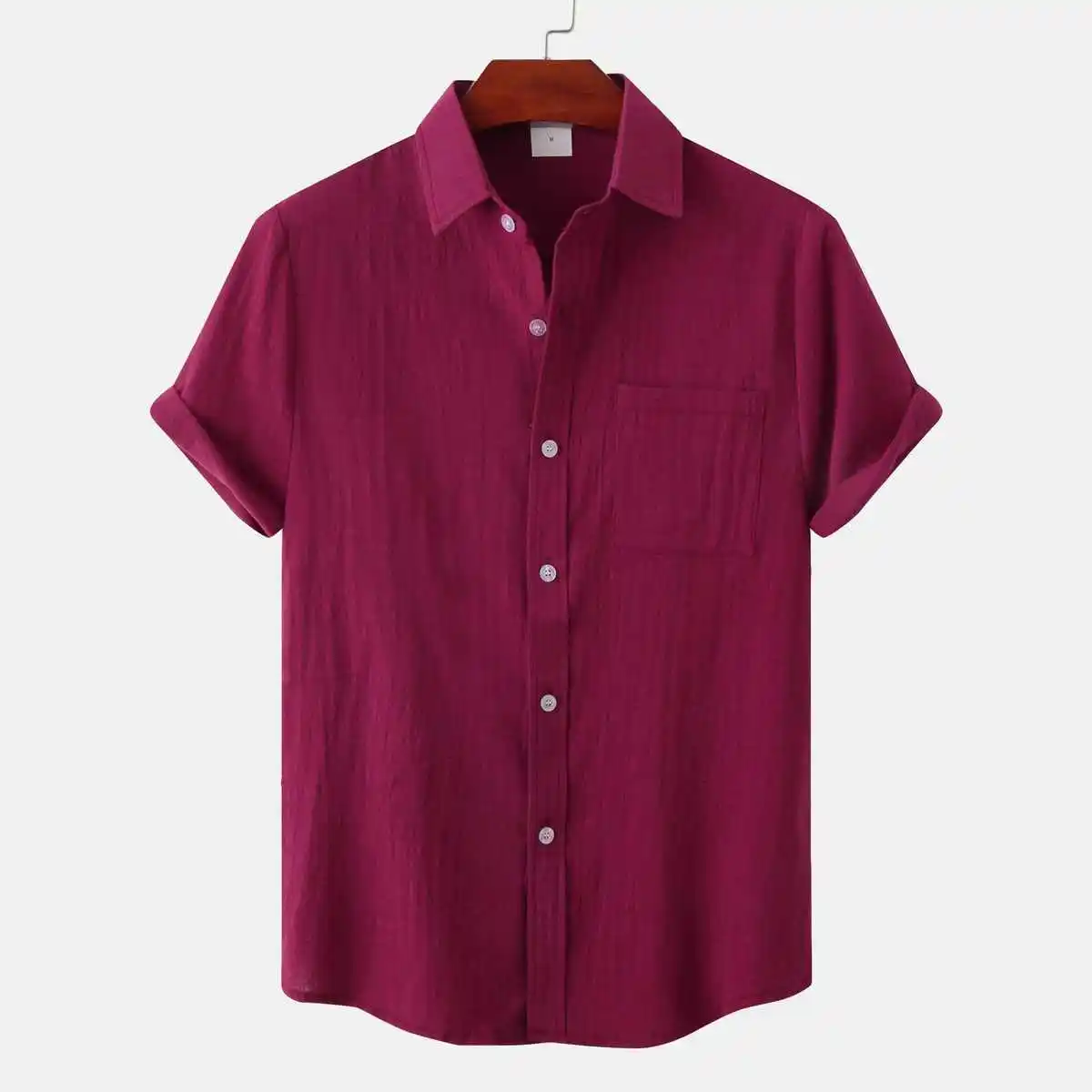 

Cotton Linen Men's Shirt Sun Protection Processing Ice Sensation Loose Fit Short Sleeve Zipper Closure Color Summer Fas...