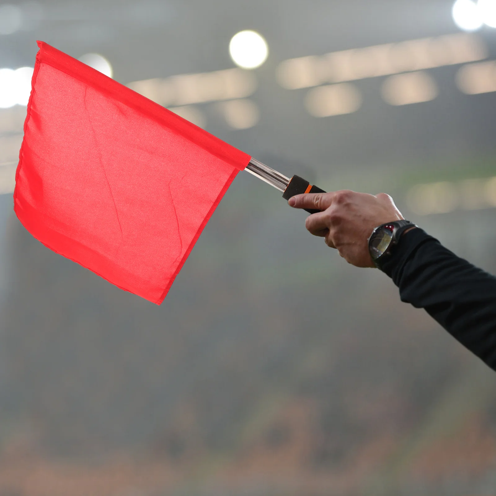 

3 Pcs Red Flag Football Referee Waving for Racing Traffic Flags Stainless Steel Conducting