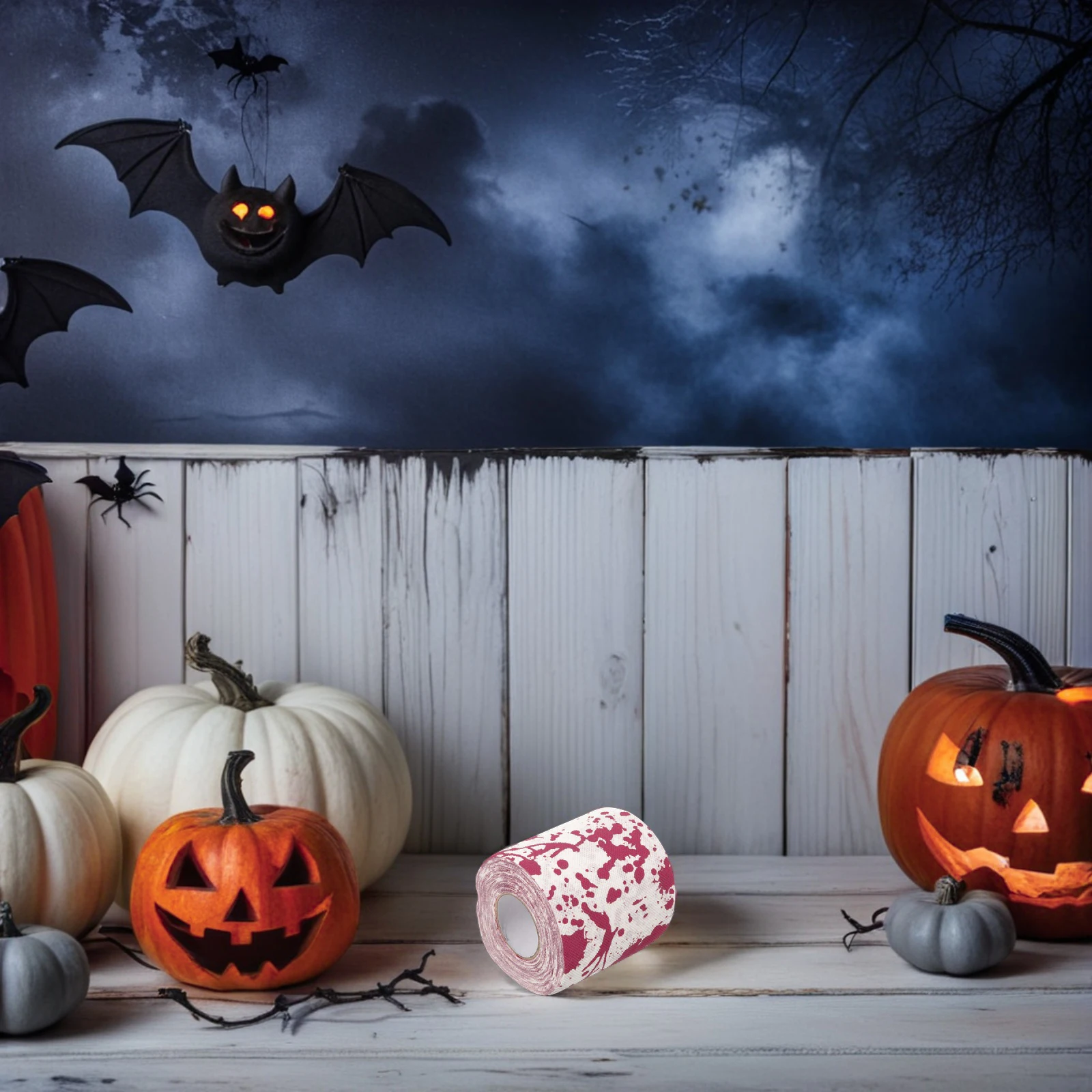 

1 Bloodstain Scary Halloween Decorative Roll Bathroom Supplies Unique Printed Red Toilet Paper Party Streamer Favors For Adults
