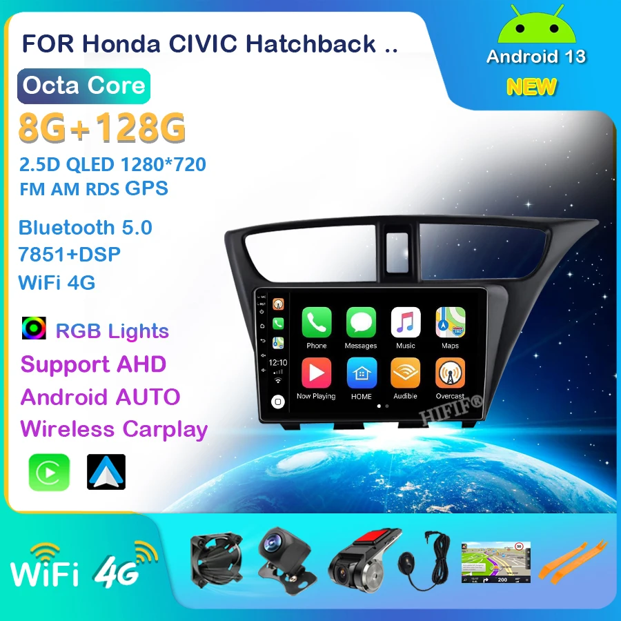 

8G+128G Android car Radio GPS video player for Honda CIVIC Hatchback 2012-2017 Car multimedia player carplay android auto