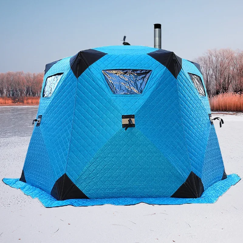 Outdoor Ice Fishing Tent Extra Large Insulated Windproof And Warm Winter Tent Support For Customized Sauna Tents