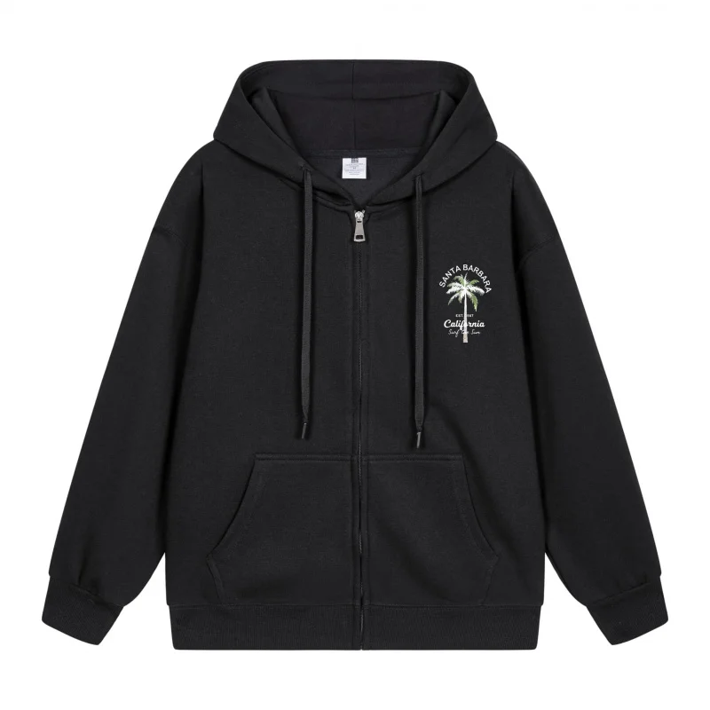 

Men's Zip-Up Hoodie Palm Tree Logo On Chest 2025 New Style Casual Couples’ Style Couples’ Style