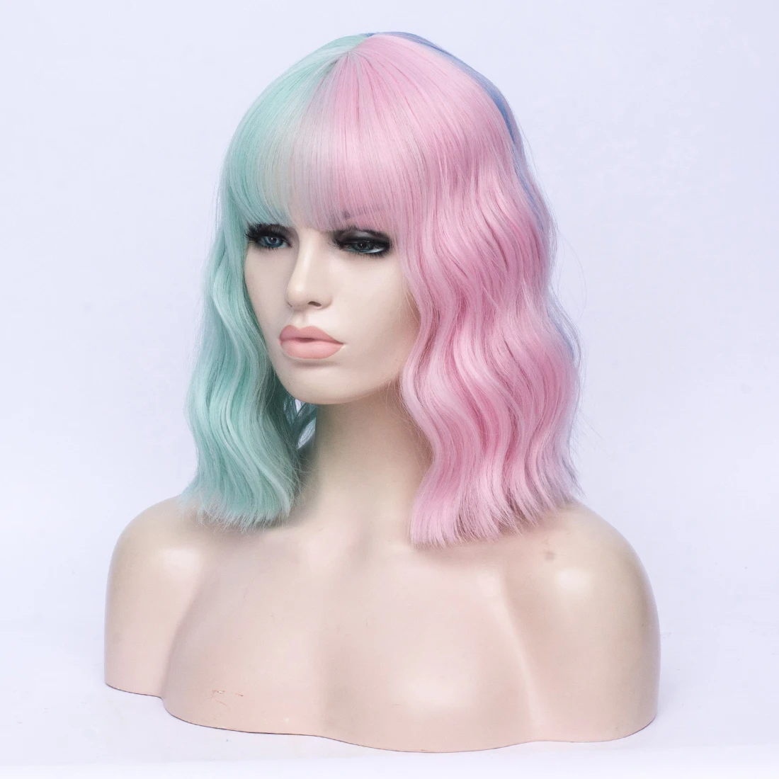Short Bob Wig with Bangs 12 Inch Two Tone Colour Synthetic Bob Wigs Bangs for Women Natural Looking for Daily Use Cosplay Party