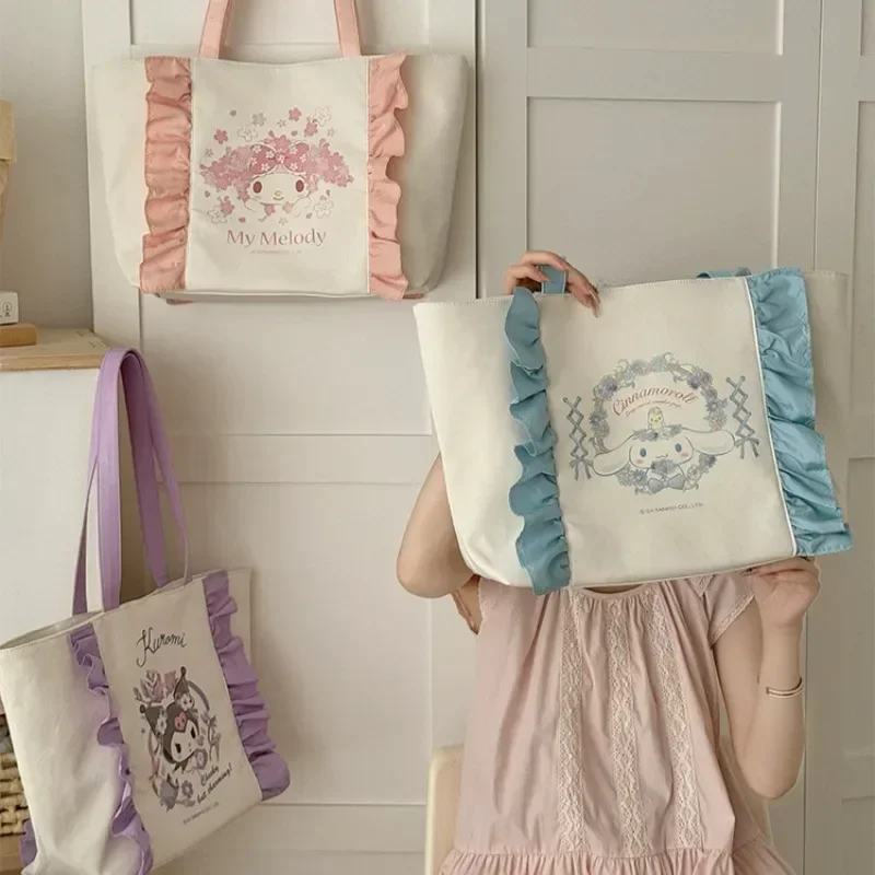 

Sanrio Cartoon High Quality Women's Shoulder Bag Fashion Sweet Sister Kawaii Three-dimensional Lace Large Capacity Girls Handbag