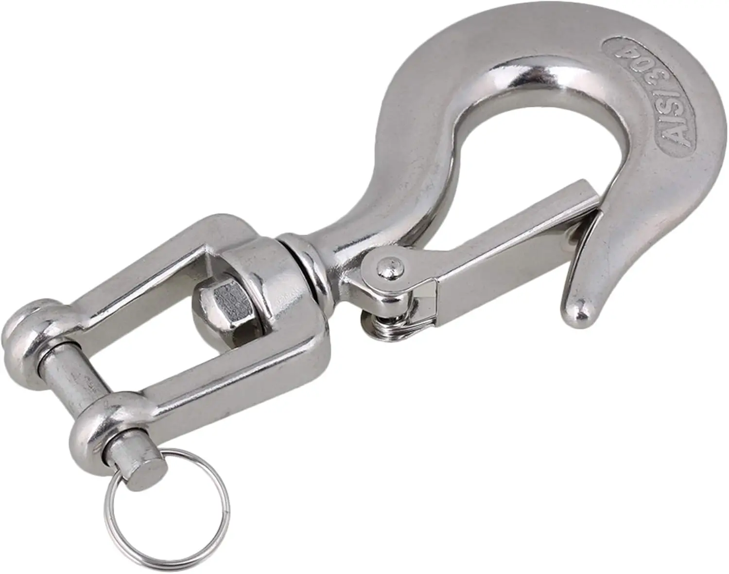 

Крюк-зажим из нержавеющей стали 304 для тяжелых условий эксплуатации, буксировочный, для лебедки, прицепа, стальной, с фиксатором, для безопасного подъема