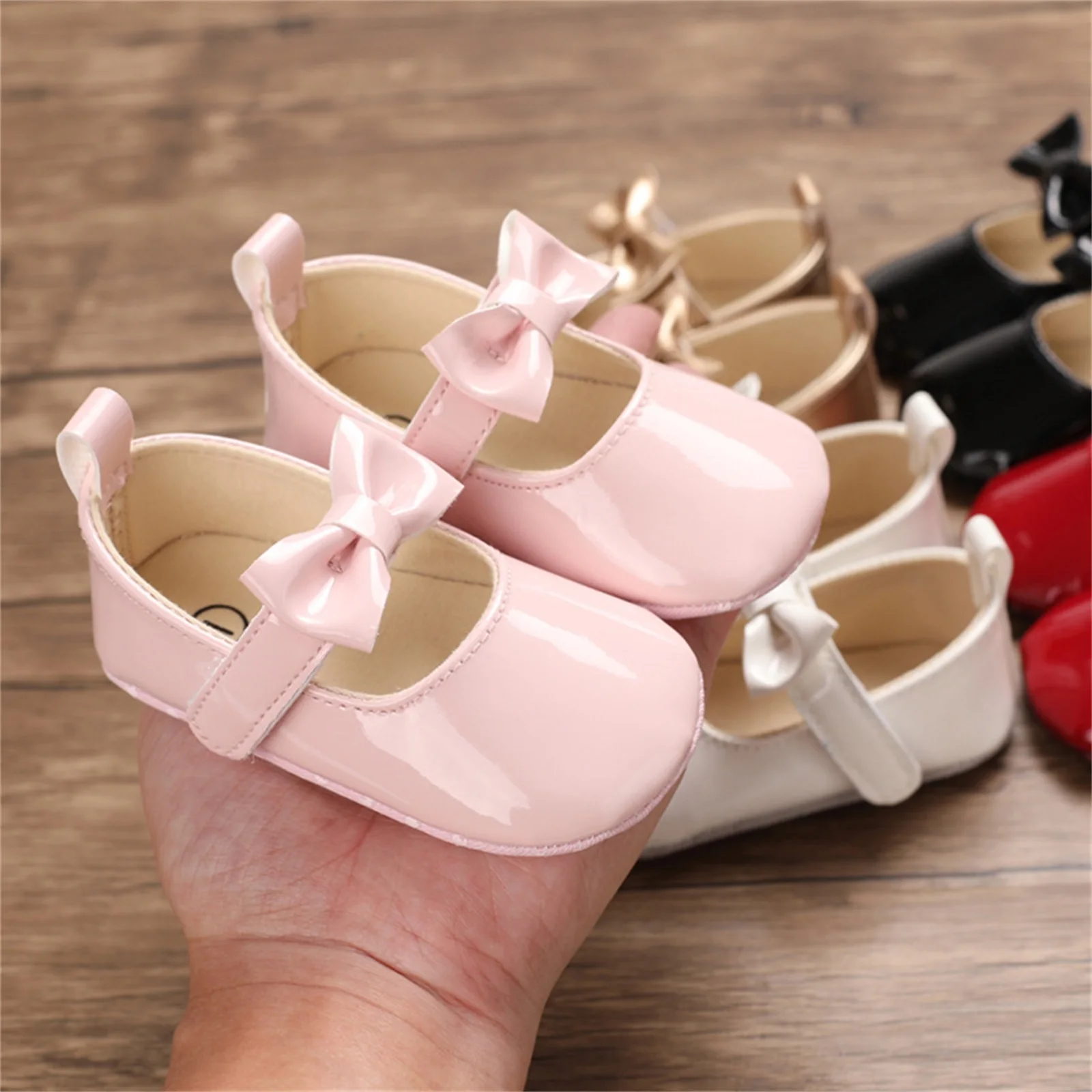 Baby Girls Cute Moccasinss Soft Sole Bowknot PU Leather Flats Shoes First Walkers Non-Slip Spring Summer Princess Shoes 0-18M