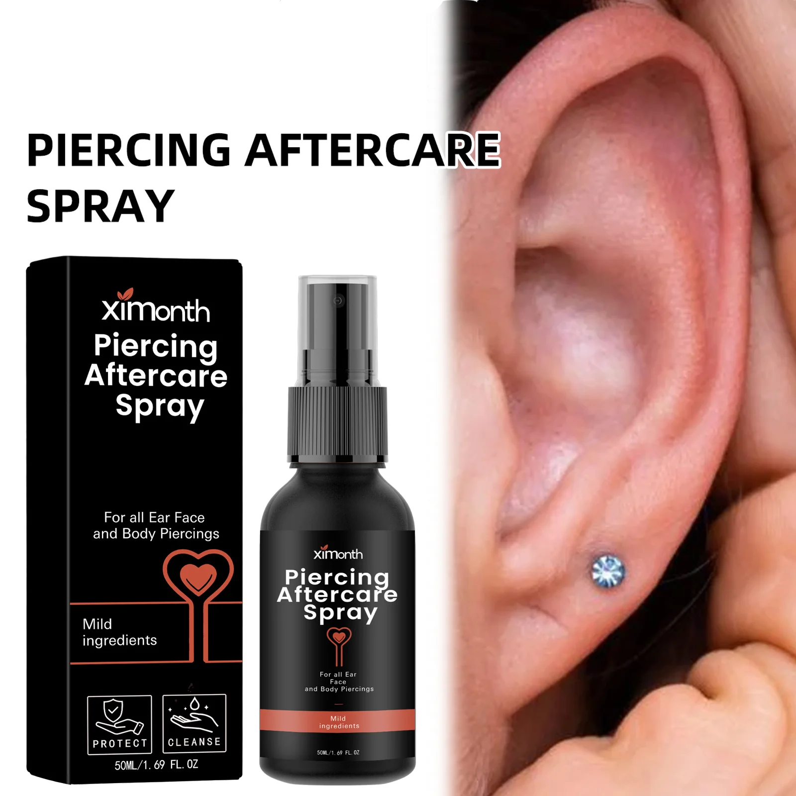 Piercing Aftercare Spray Piercing Aftercare Cleaner Reduce Allergy Swelling Ear Hole Soothing Anti Blocking After Piercing Spray