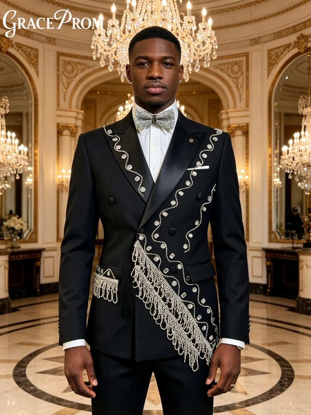 

Мужской смокинг премиум-класса с черными бусинами, 2026, для торжественных мероприятий, свадеб, выпускных, вечеринок, деловых встреч, с шалевым воротником, комплект из пиджака и брюк