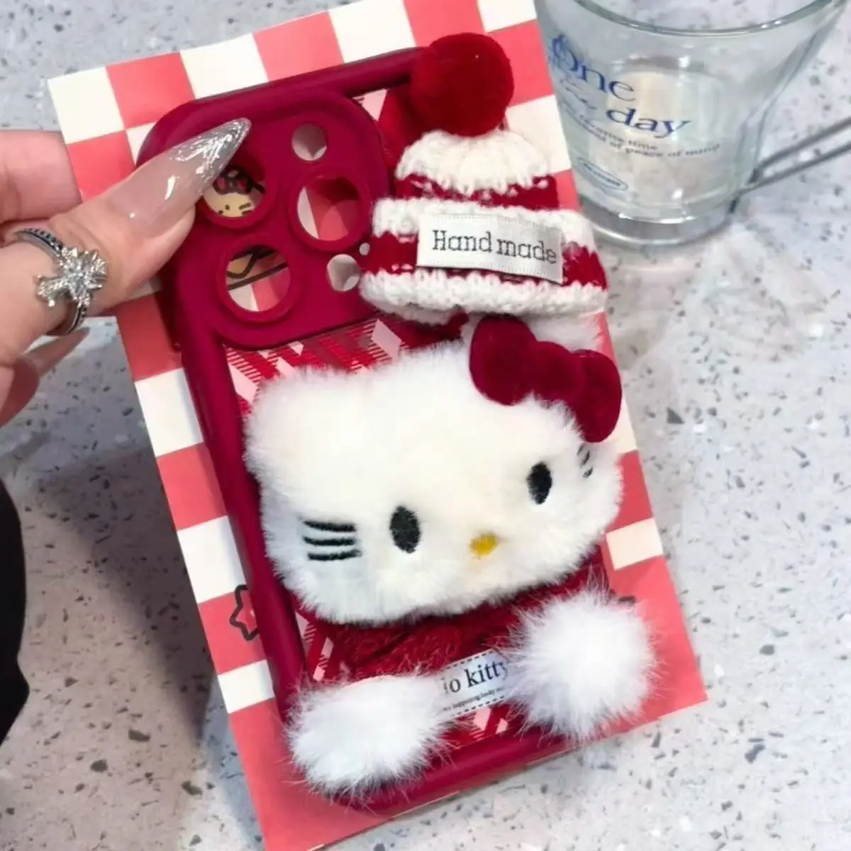Custodia per cellulare Sanrio Kawaii Hello Kitty natalizia 17 Pro Max Custodia per telefono resistente alle macchie iPhone 15/16 Pacchetto completo Modello marea