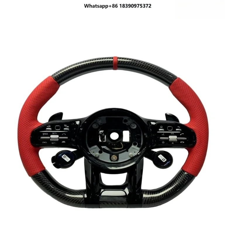 red  material, with OLED buttons, sporty carbon fiber steering wheel for  W204 W205 W211 W212 W213 2005-2021