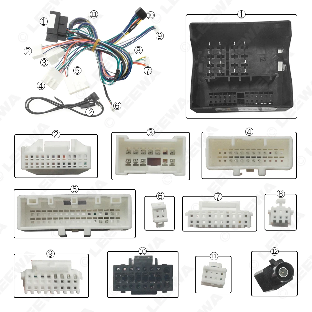 LEEWA Car Audio 16pin Wiring Harness Wire cable with Cabus Box For Renault Megane/Fluence/Koleos Stereo Installation Adapter