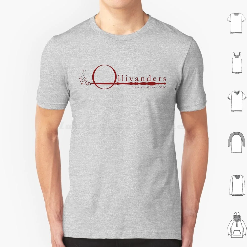 Camiseta con logotipo de Ollivanders en rojo para hombres y mujeres, camisa con logotipo de Ollivanders en rojo, con iluminación de Olivander, Olivanders, varitas de duelo, Diagon, Alley, tienda Hermione Ron, 6Xl