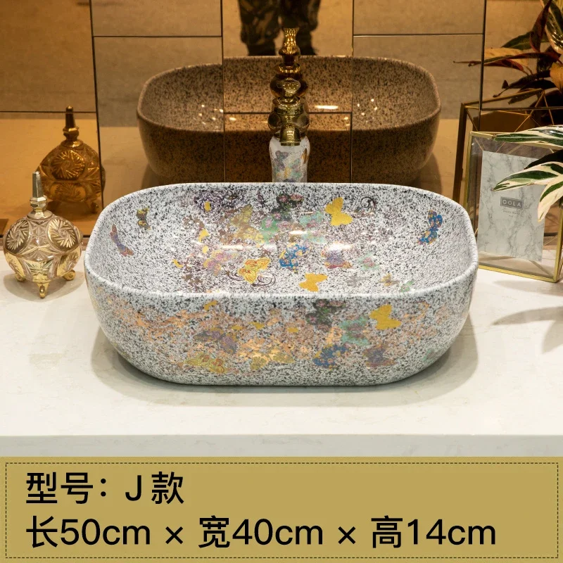 

Керамическая настольная раковина с изображением бабочки, для ванной комнаты, уличная, для балкона