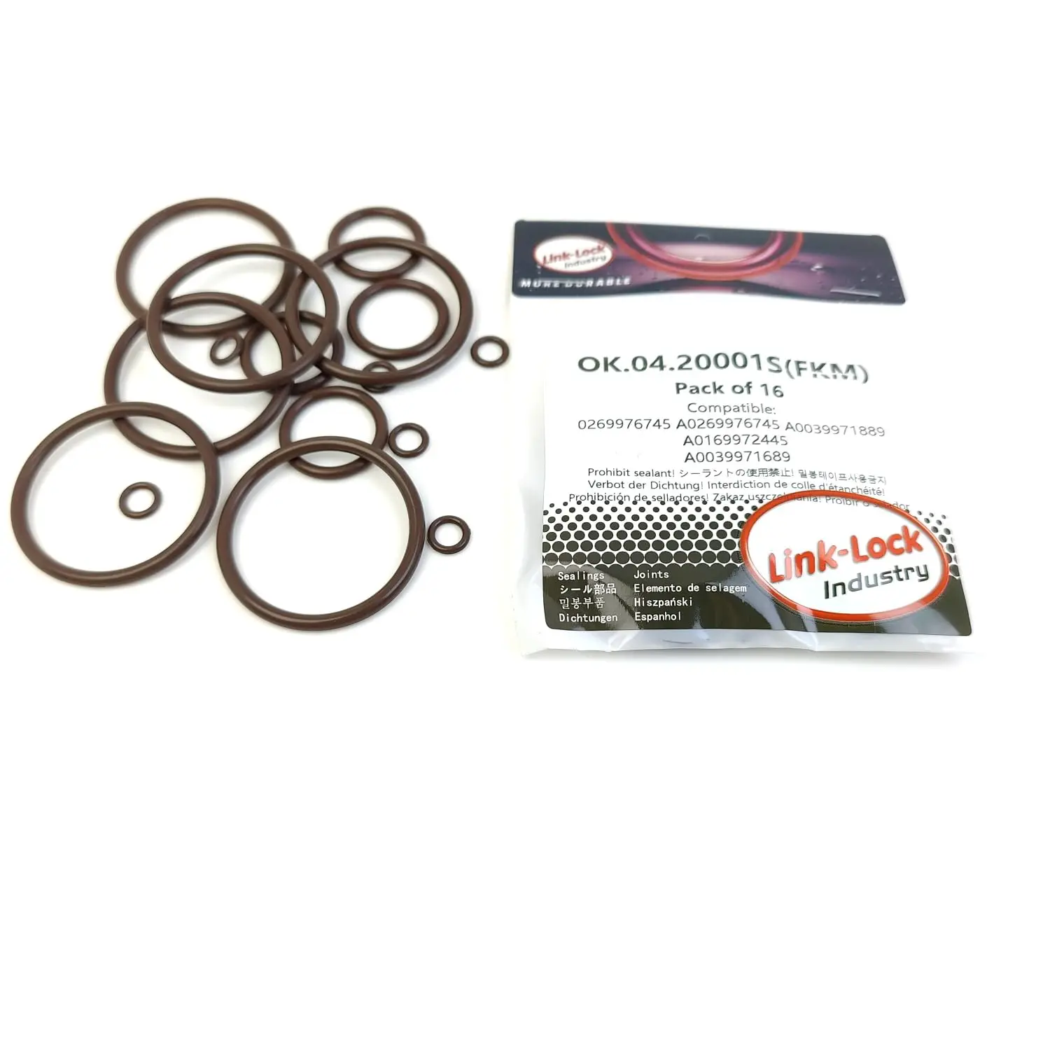 LINK-LOCK 16PCS FKM Viton O-RING Kit  A0269976745 A0039971889 A0169972445 A0039971689 of Coolant pipe For MERCEDES-BENZ-W212 W20