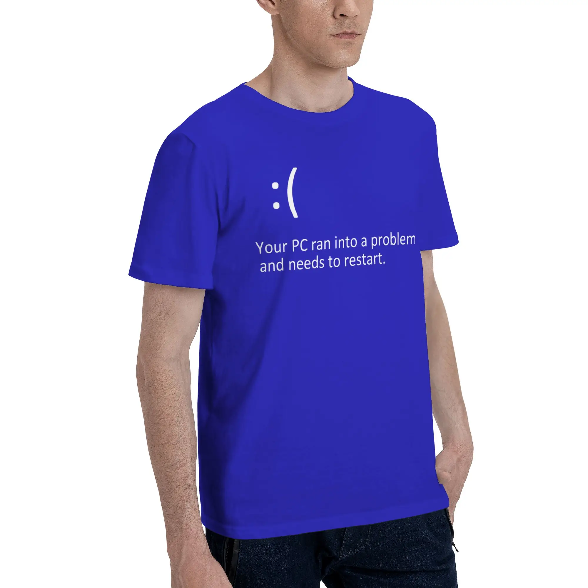 Blue Screen of Death Printed T Shirts Men Women  100% Cotton  Tee Shirt Clothing