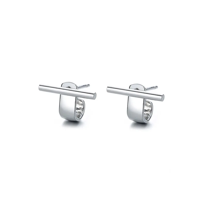 VENTFILLE 925 Sterling Silver Geometry Studs Earring for Women Splicing Korean Hip Hop Versatile Jewelry Gift Dropshipping