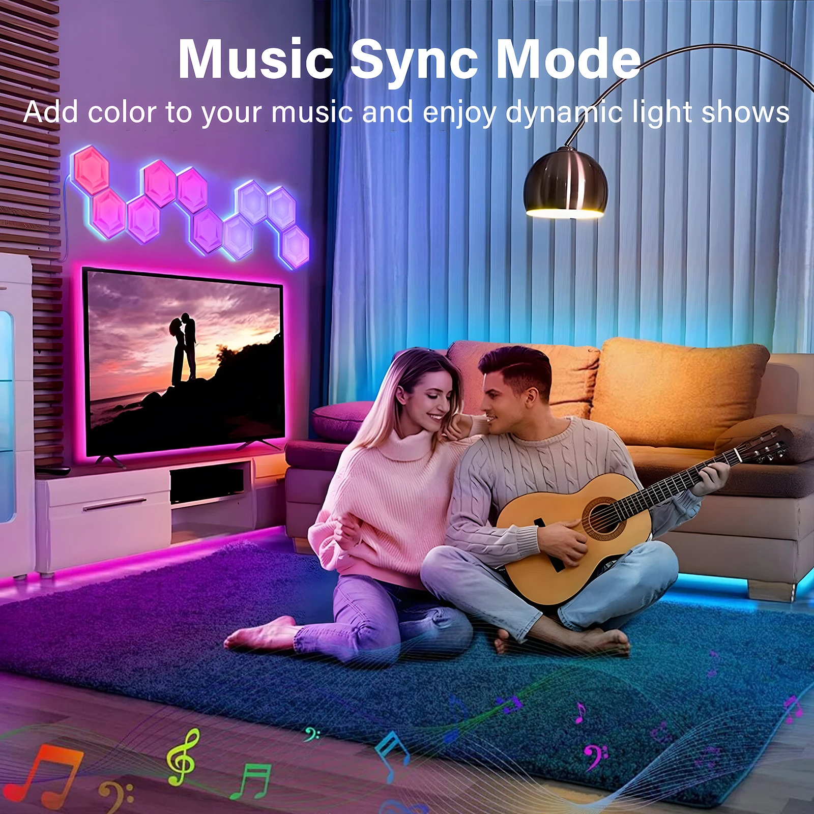 Imagem -02 - Smart Hexagon Wall Light para Sala de Jogos Cor dos Sonhos Lâmpada Ambiente Rgb Controle de Aplicativos Wifi Música Sync Trabalhar com Alexa Luz Noturna